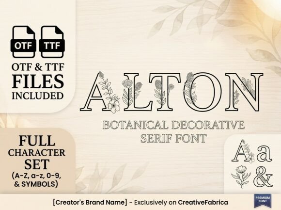 Alton: A Decorative Serif Font for Modern Botanical Elegance