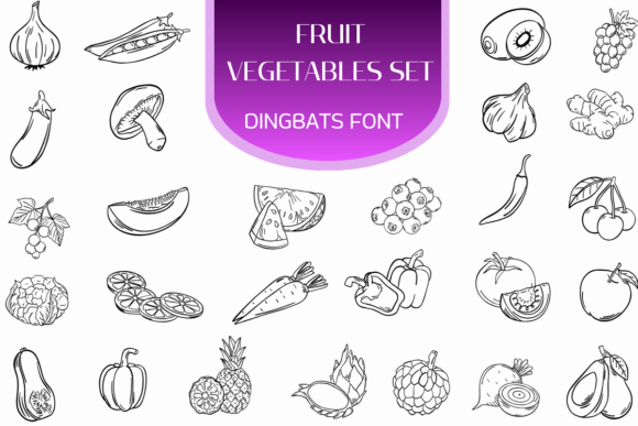 Fruit Vegetables Set Font for Campaign Creativity