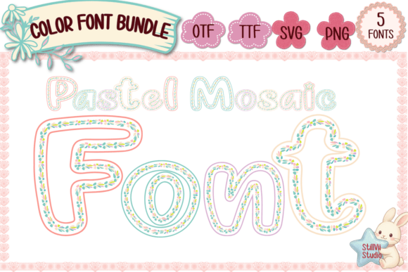 Pastel Mosaic Font Bundle for Cozy Typography