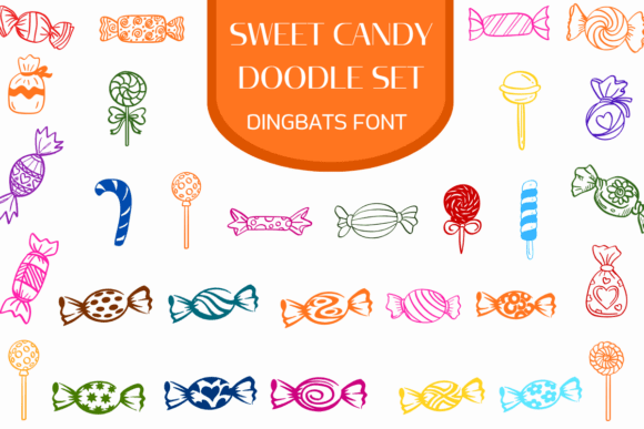 Sweet Candy Doodle Set Font for Creative Publishing